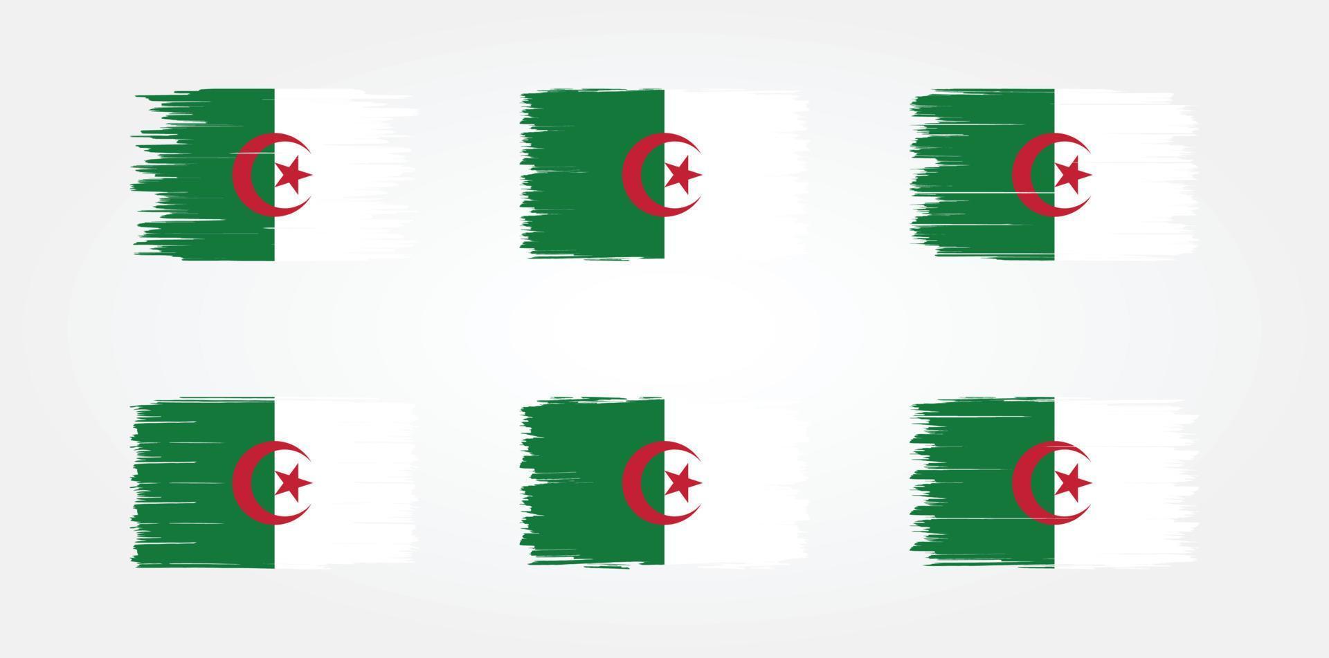 coleção de escova de bandeira da argélia. bandeira nacional vetor