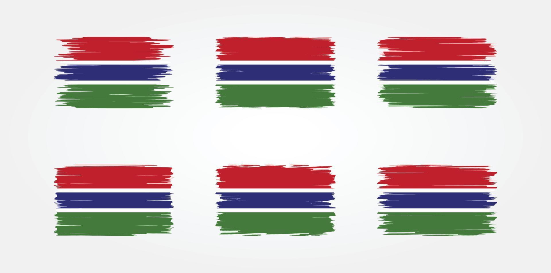 coleção de pincéis de bandeira da gâmbia. bandeira nacional vetor