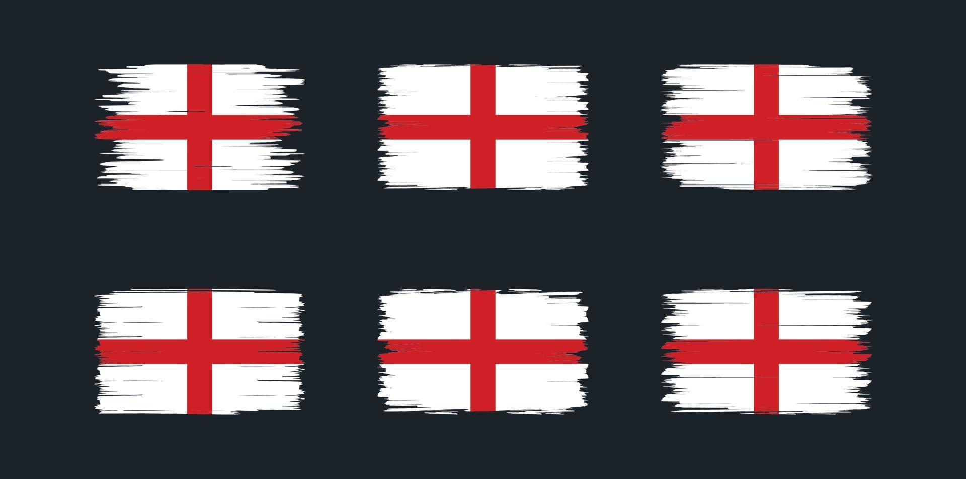 coleção de escova de bandeira da inglaterra. bandeira nacional vetor