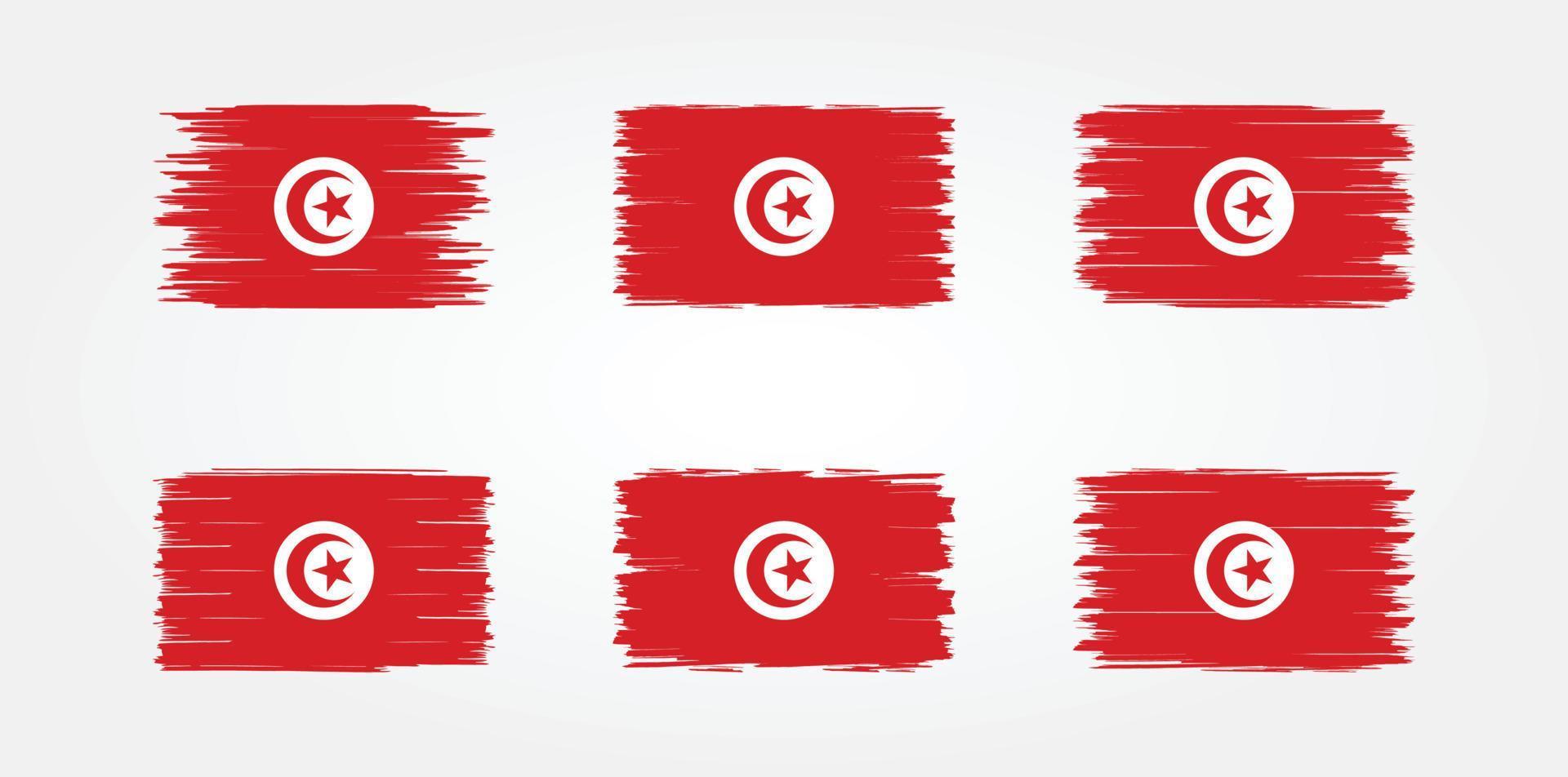 coleção de escova de bandeira da tunísia. bandeira nacional vetor