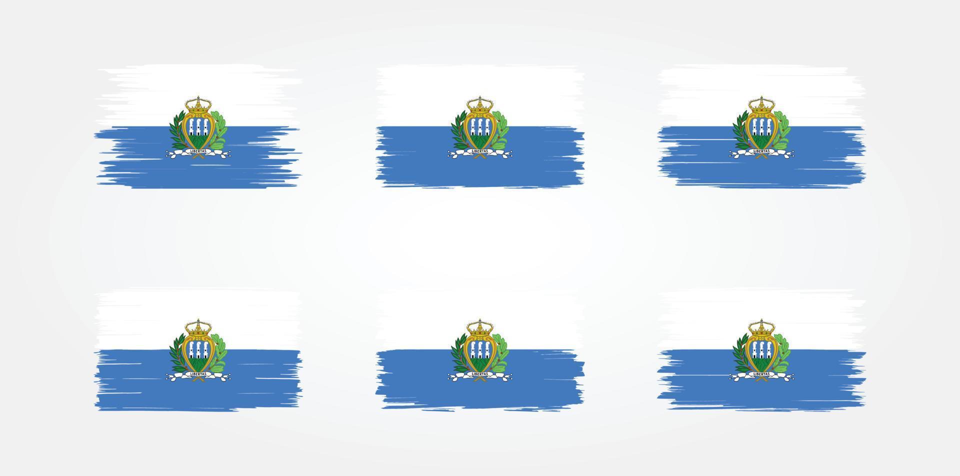 coleção de escova de bandeira de san marino. bandeira nacional vetor