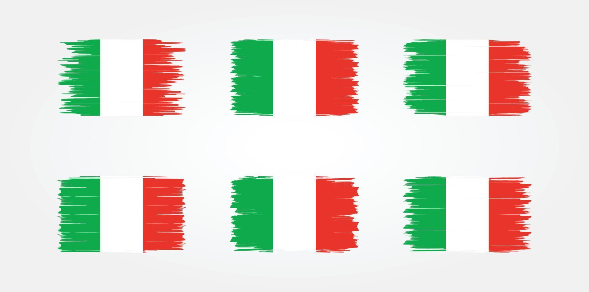 coleção de escova de bandeira da itália. bandeira nacional vetor