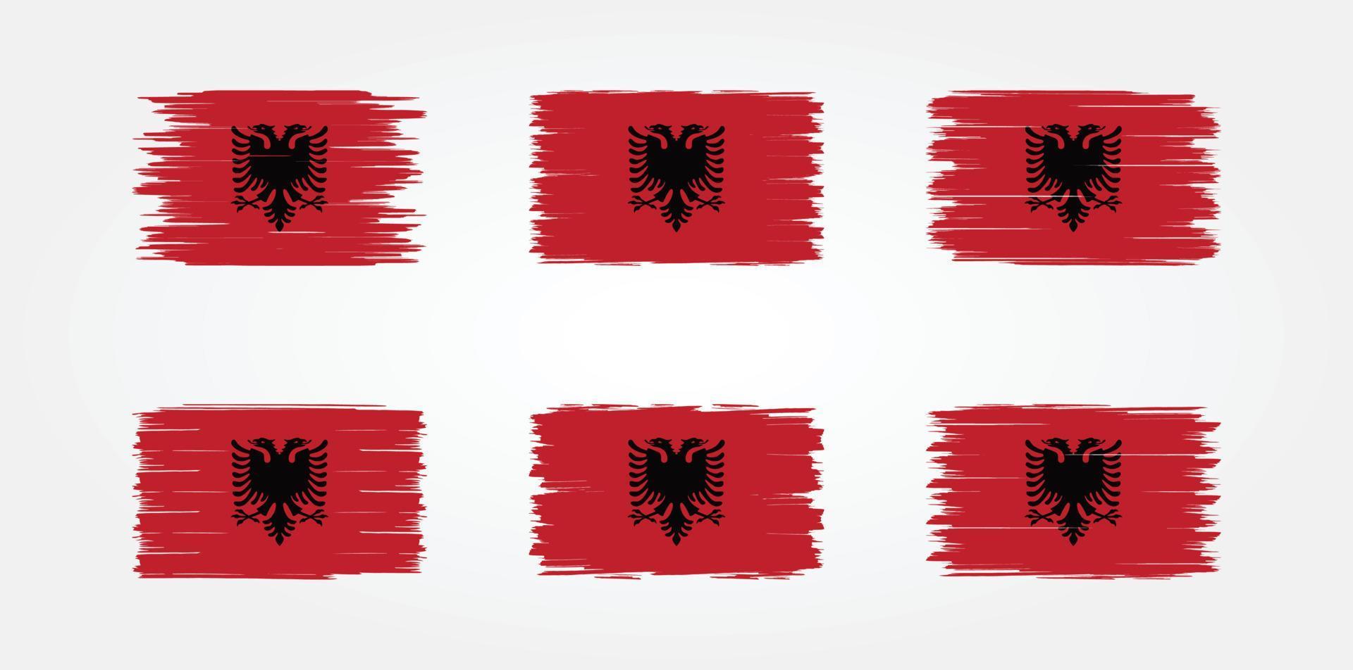 coleção de escova de bandeira da albânia. bandeira nacional vetor
