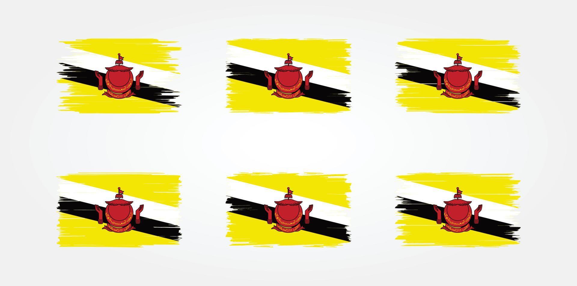 coleção de escova de bandeira de brunei. bandeira nacional vetor