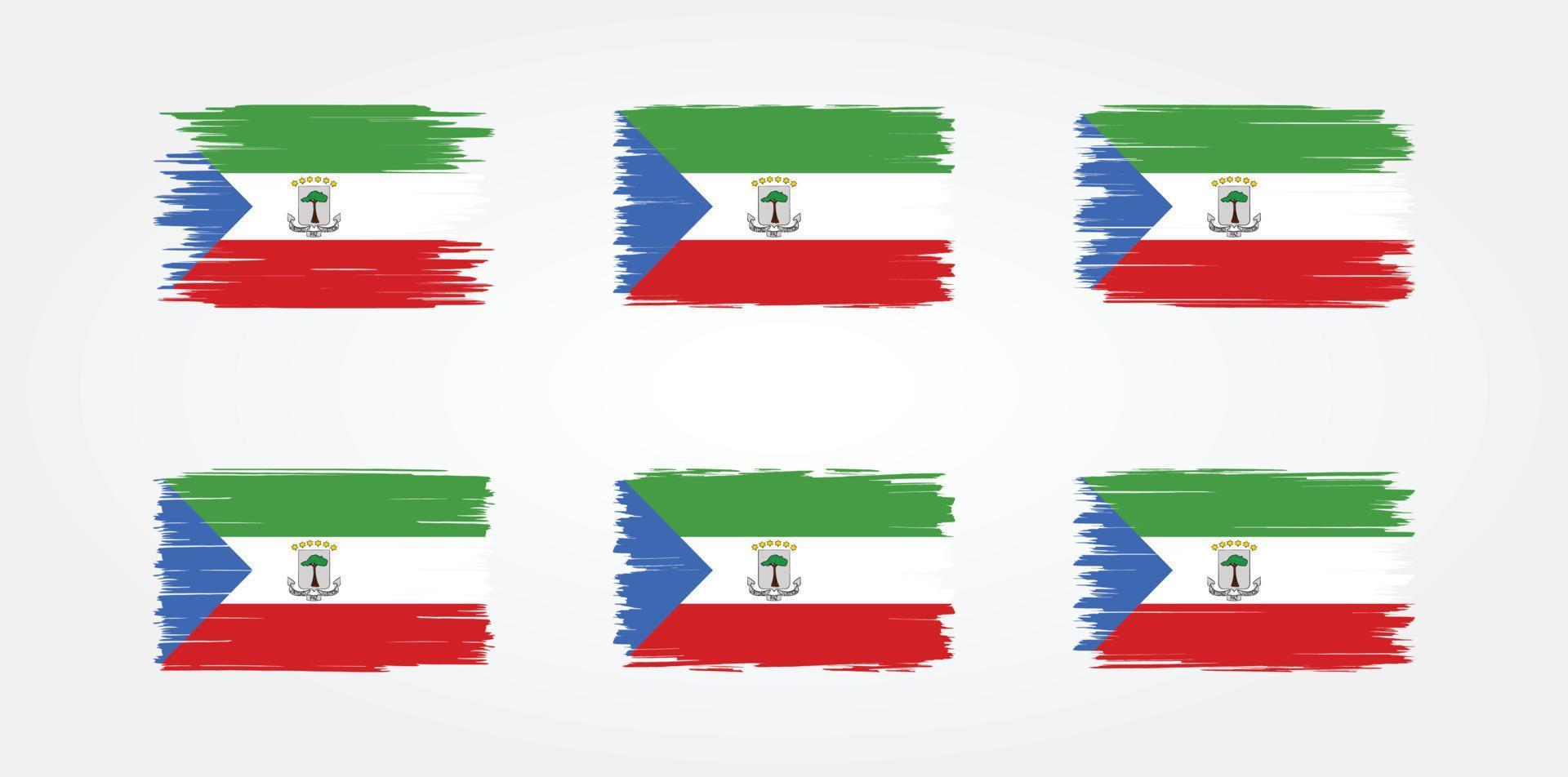 coleção de escova de bandeira da guiné equatorial. bandeira nacional vetor