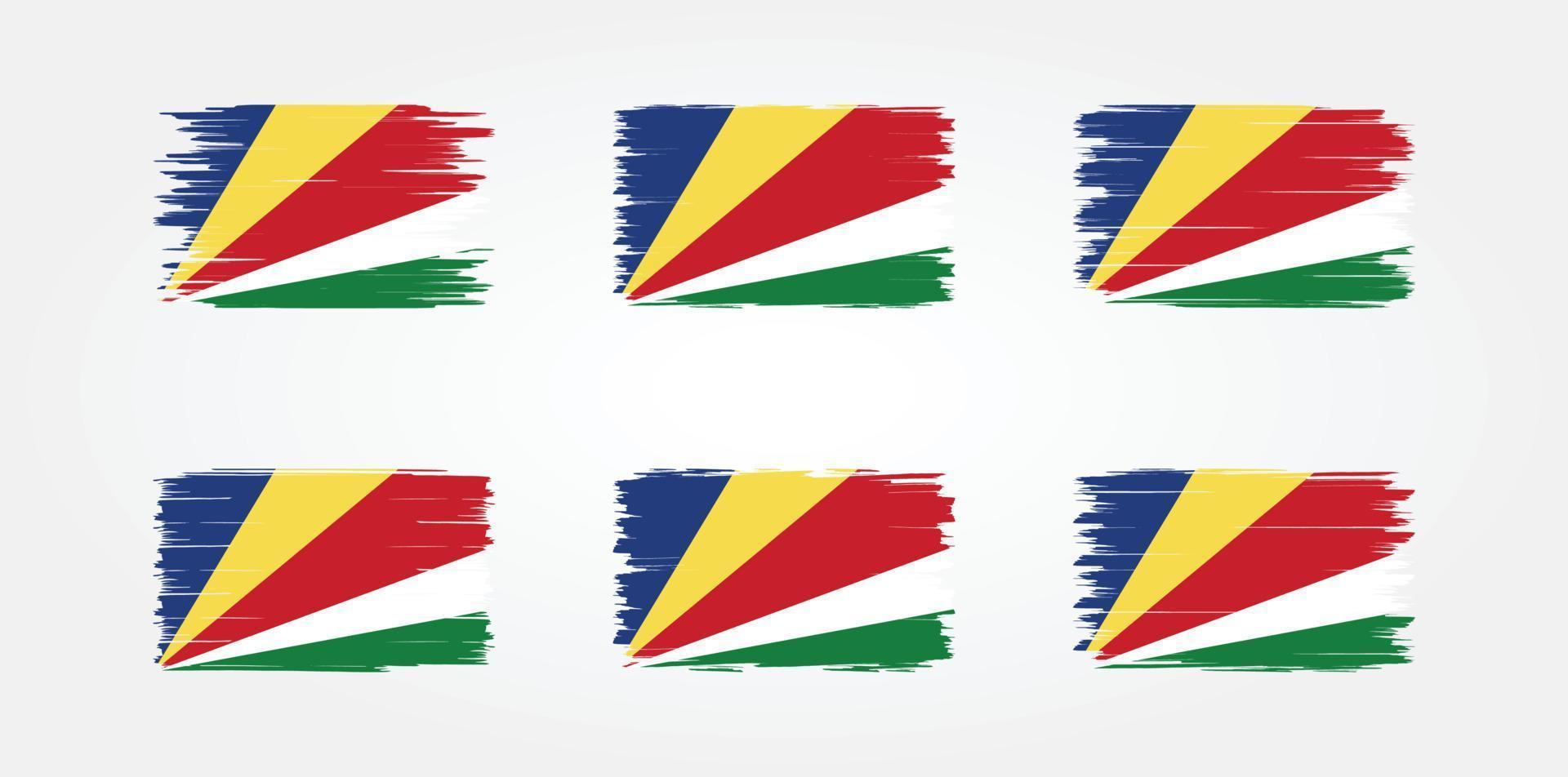 coleção de escova de bandeira de seychelles. bandeira nacional vetor