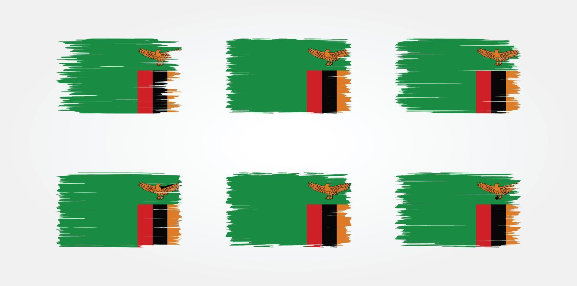 coleção de pincéis de bandeira da zâmbia. bandeira nacional vetor