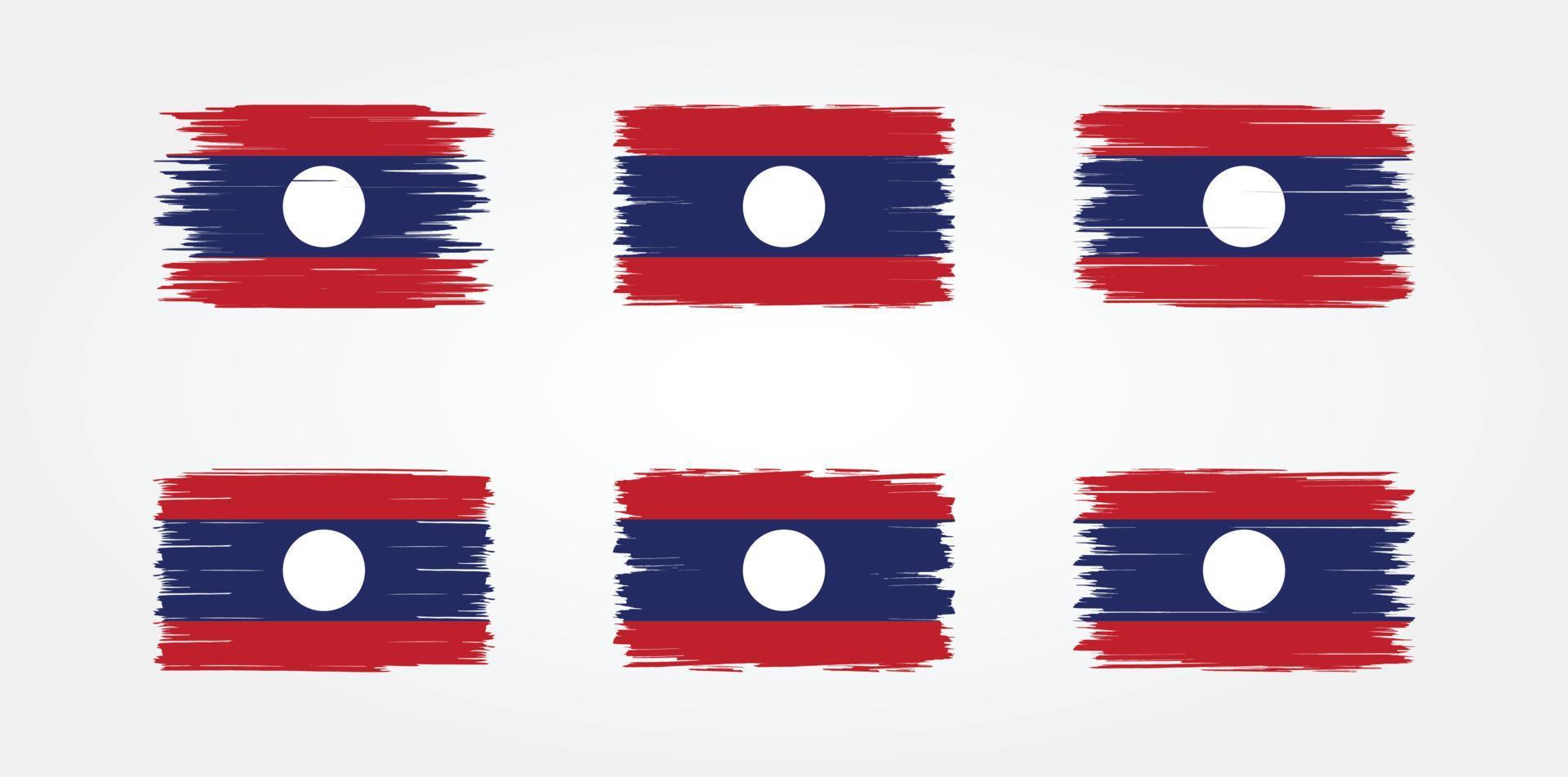 coleção de escova de bandeira do laos. bandeira nacional vetor