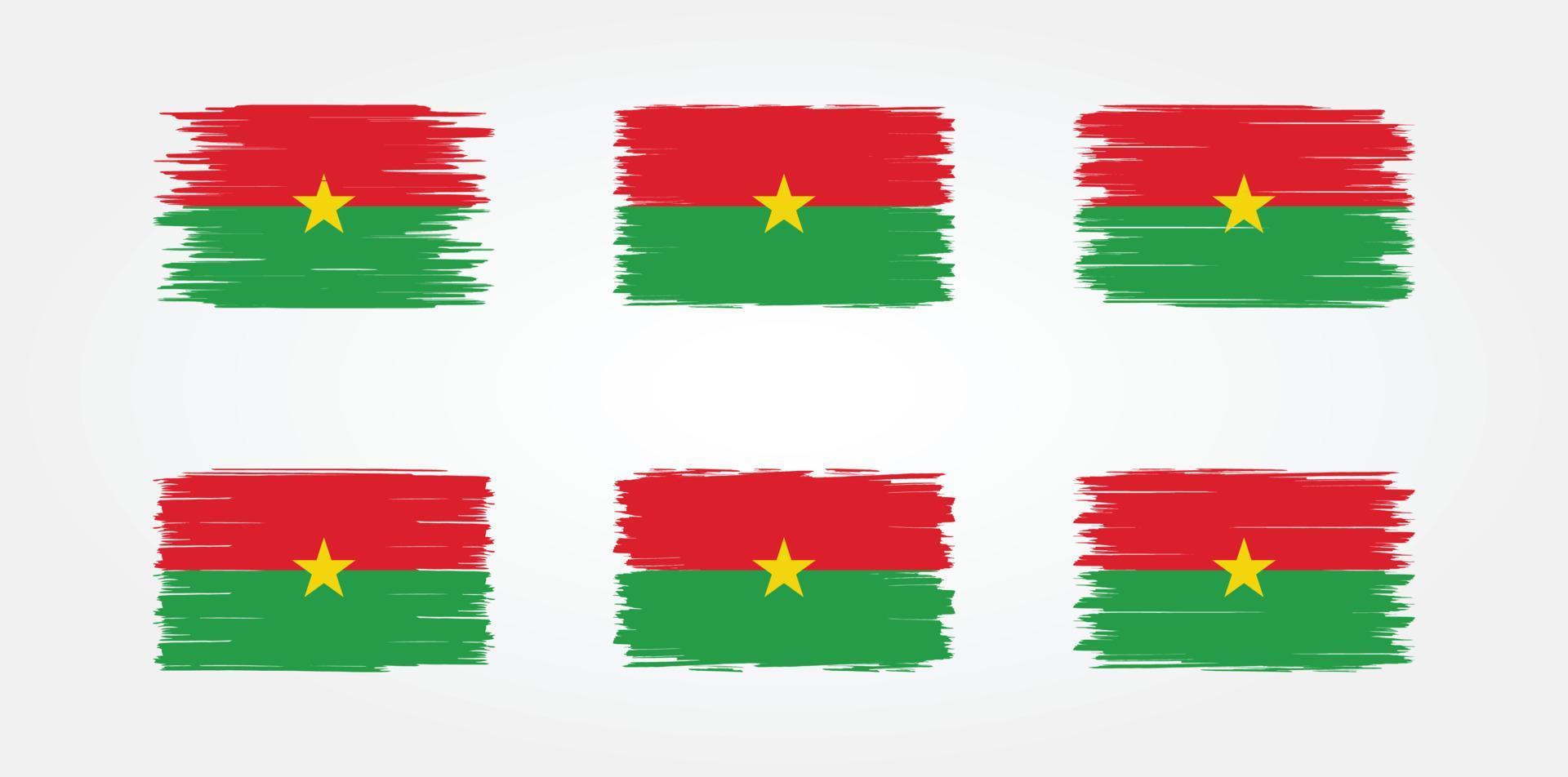coleção de escova de bandeira de burkina faso. bandeira nacional vetor