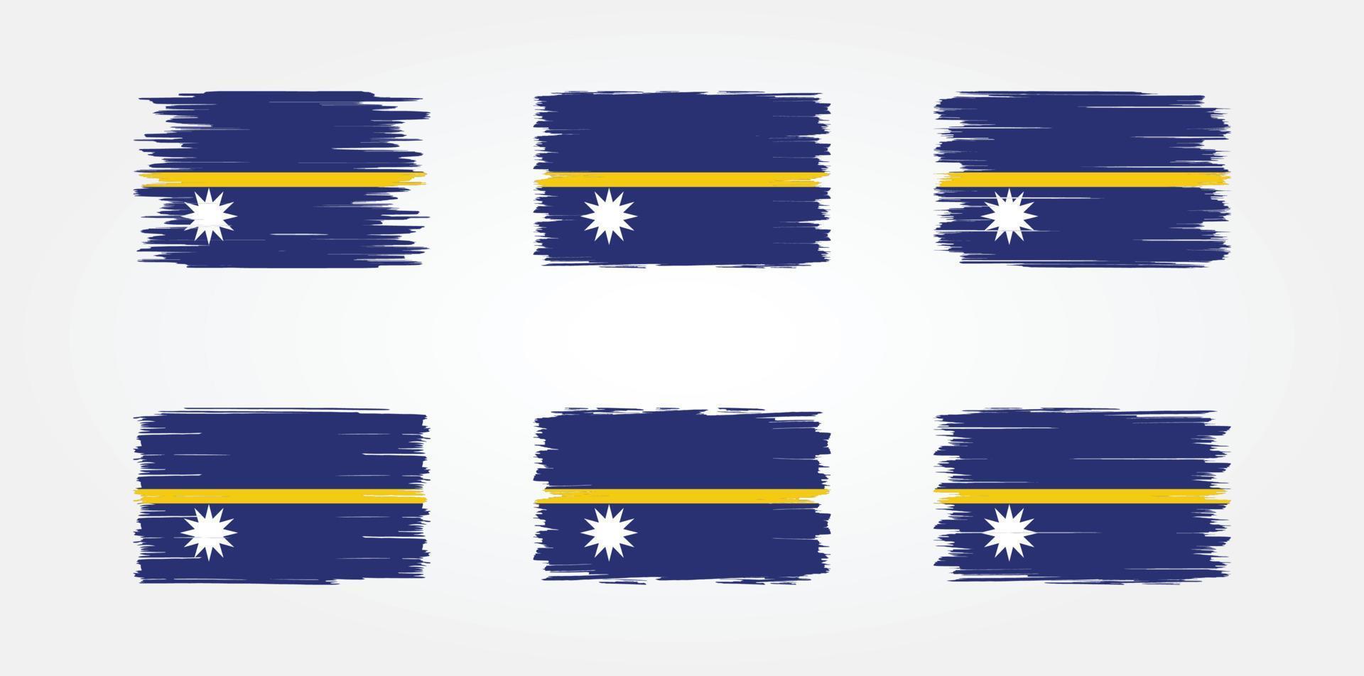 coleção de escova de bandeira de nauru. bandeira nacional vetor