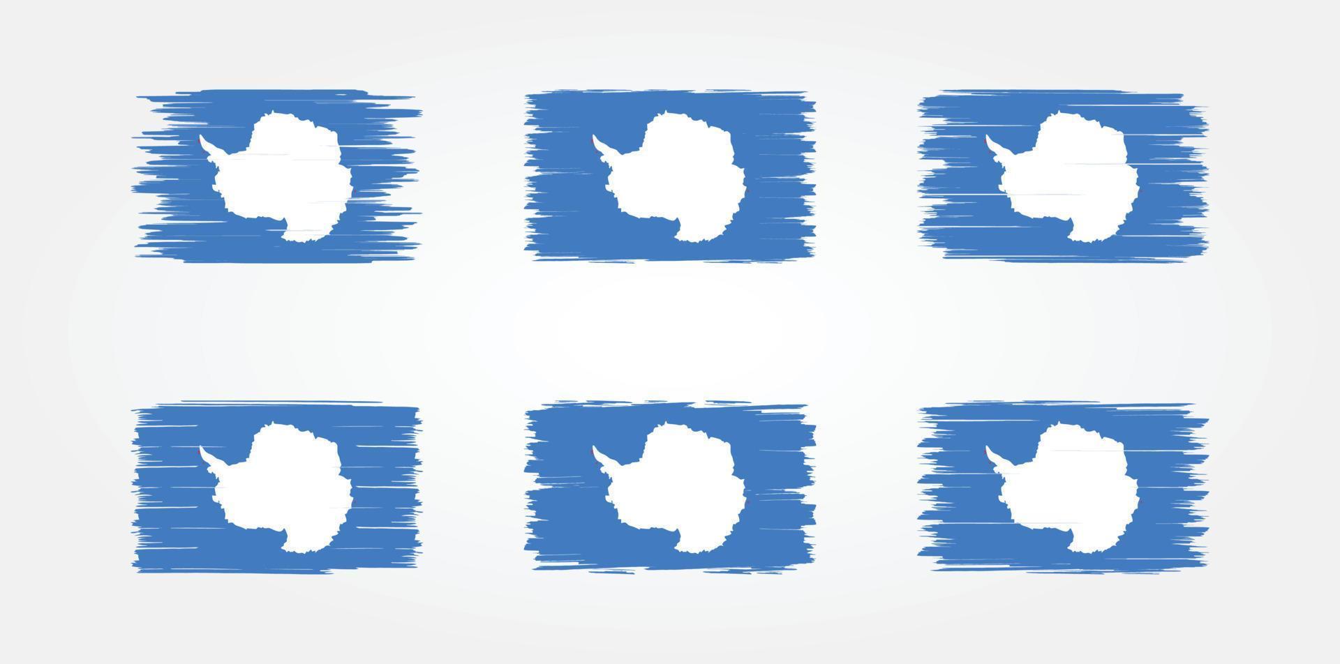 coleção de escova de bandeira da Antártida. bandeira nacional vetor