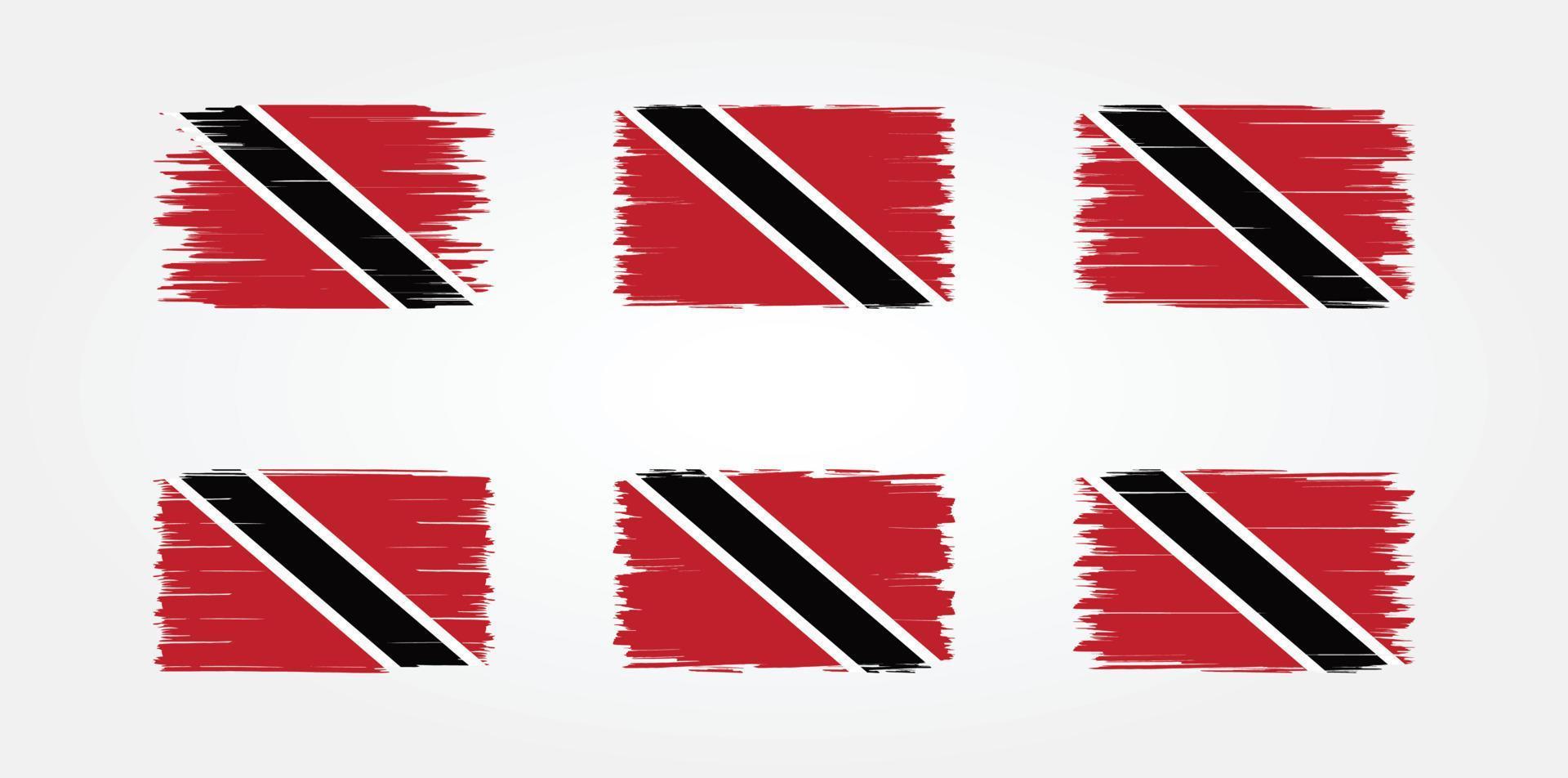 coleção de escova de bandeira de trinidad e tobago. bandeira nacional vetor