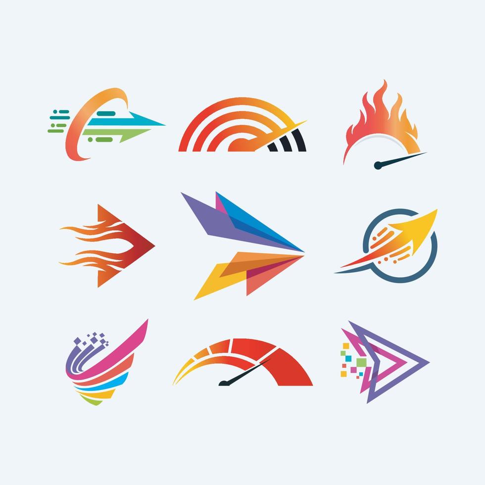 designs de símbolo de coleção de logotipos de velocidade para negócios vetor