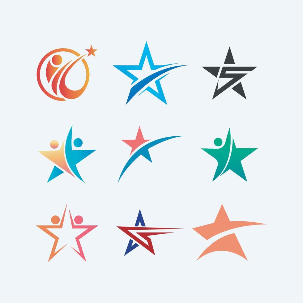 designs de símbolo de coleção de logotipos de estrelas para negócios vetor