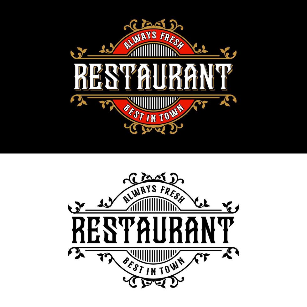 logotipo de design de estilo vintage de restaurante vetor