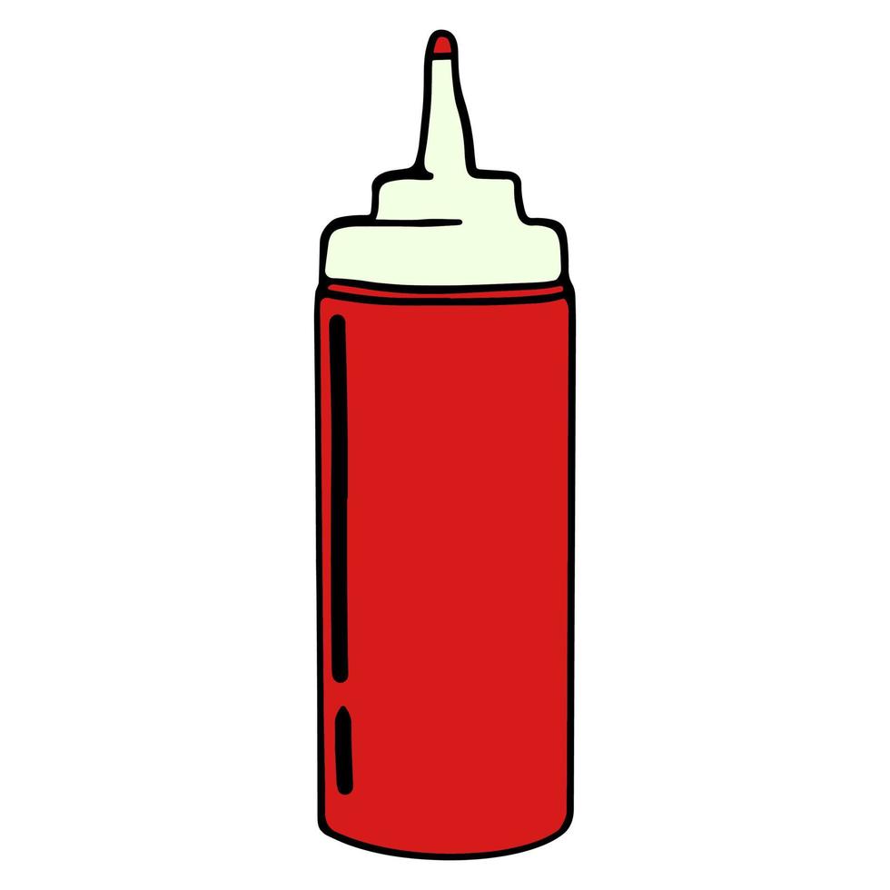 rabisco do ketchup. ilustração de fast-food desenhados à mão. arte da ilustração de ketchup vetor