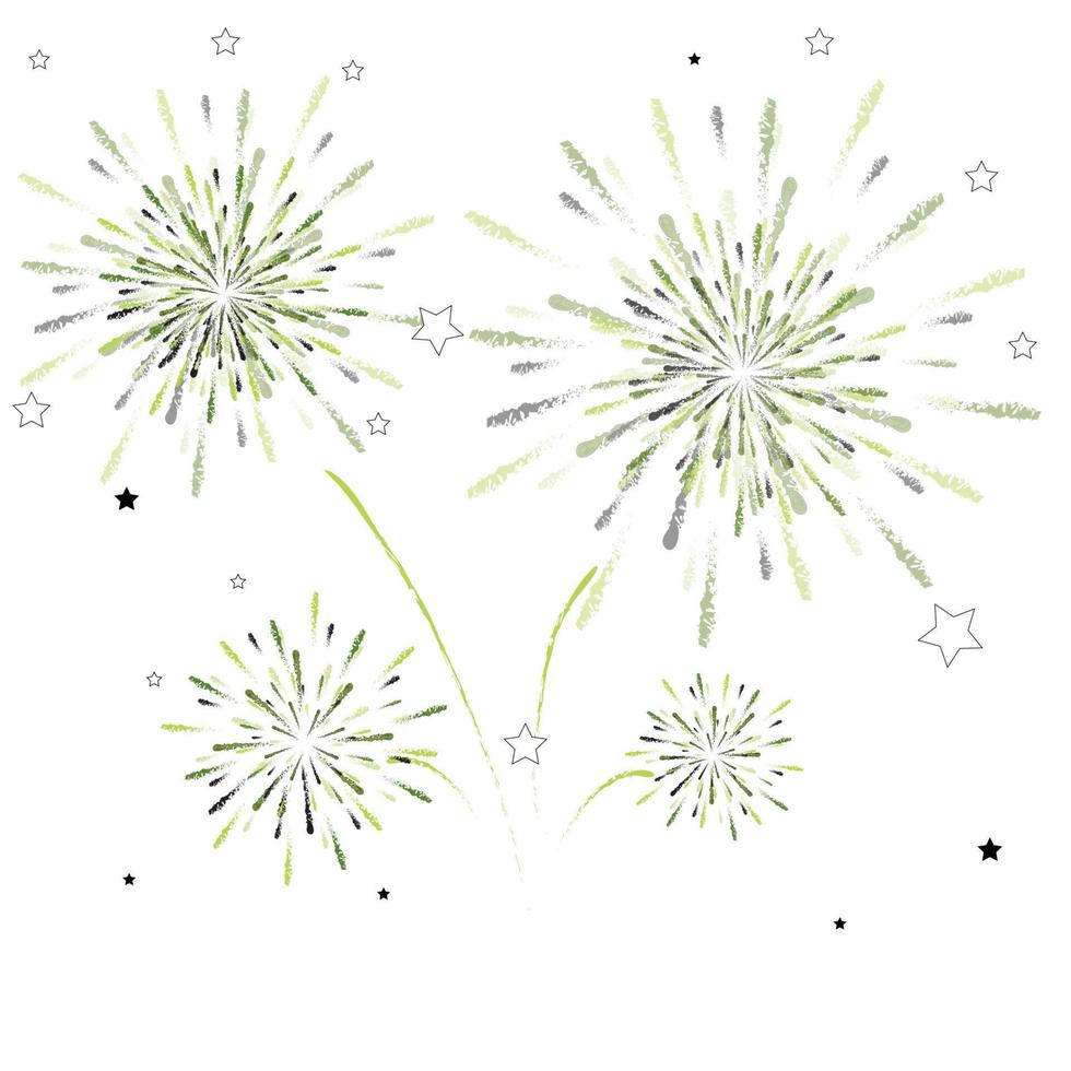 fogo de artifício em fundo branco, pode ser usado para celebração, festa e evento de ano novo. vector illustration.colorful fogos de artifício.