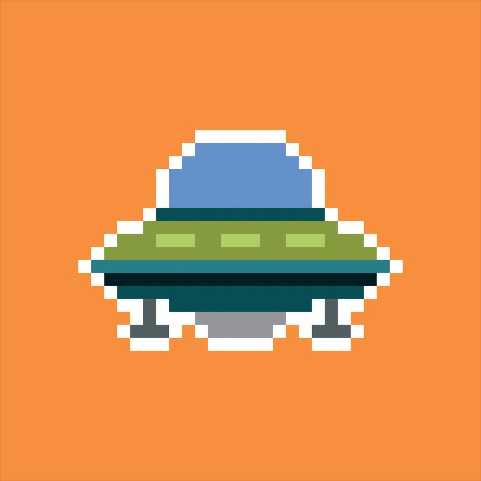 pixel art 8 bits. ufo verde vetor