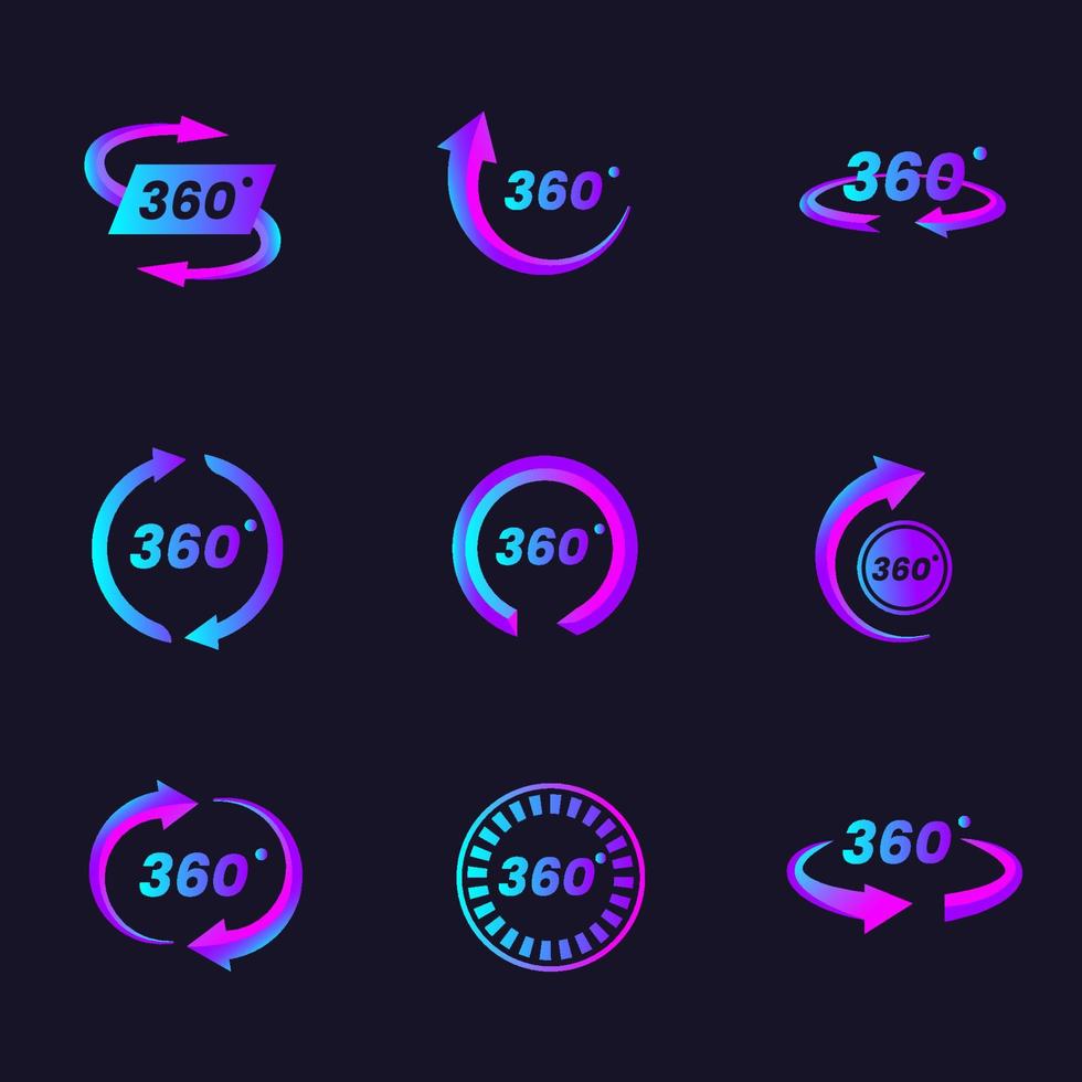 conjunto de ícones de tecnologia gradiente 360 vetor