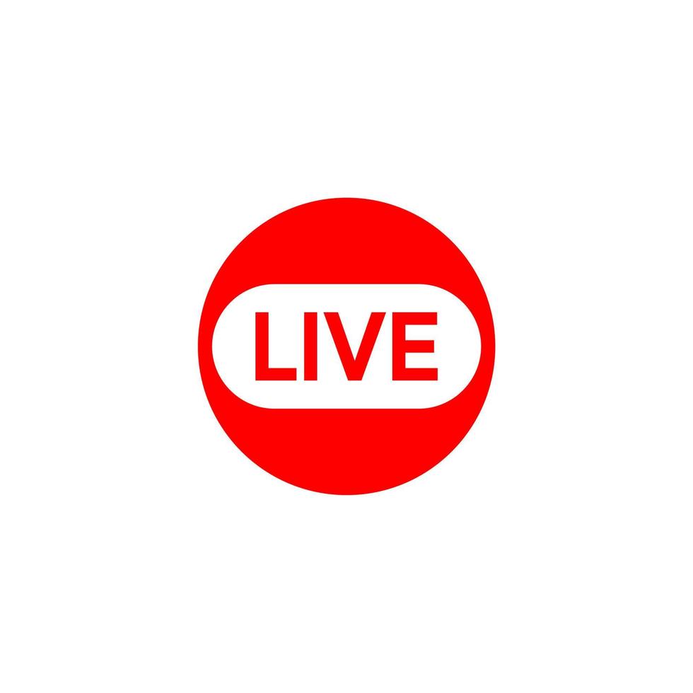 ícone de botão ao vivo para programas de TV e streaming de vídeo vetor