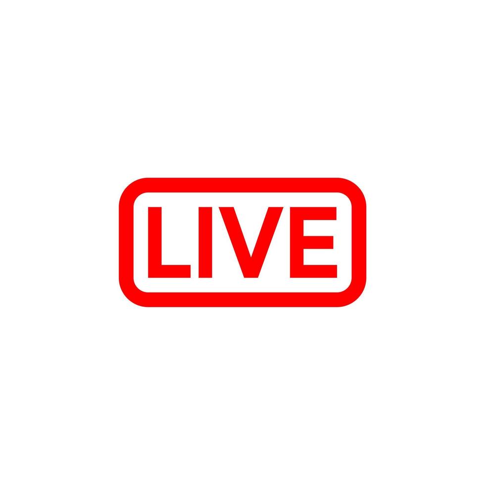 ícone de botão ao vivo para programas de TV e streaming de vídeo vetor