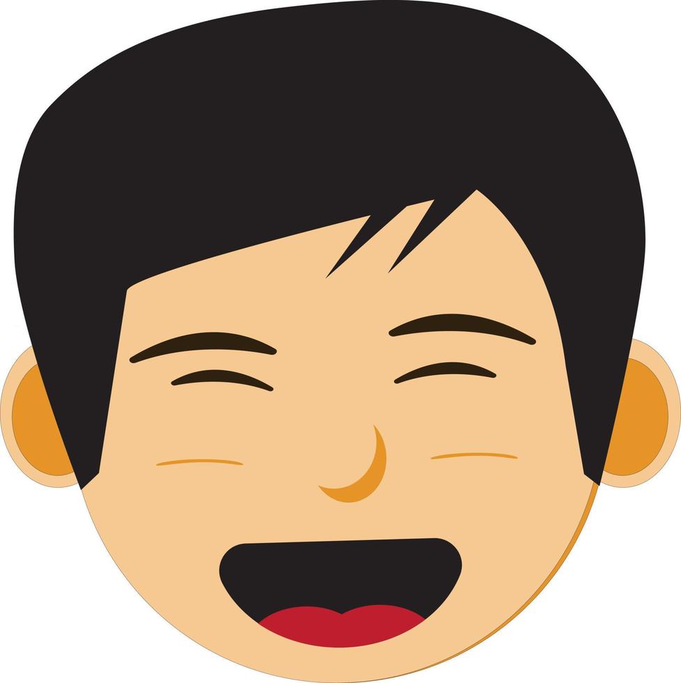 ilustração de rosto de menino asiático rindo vetor