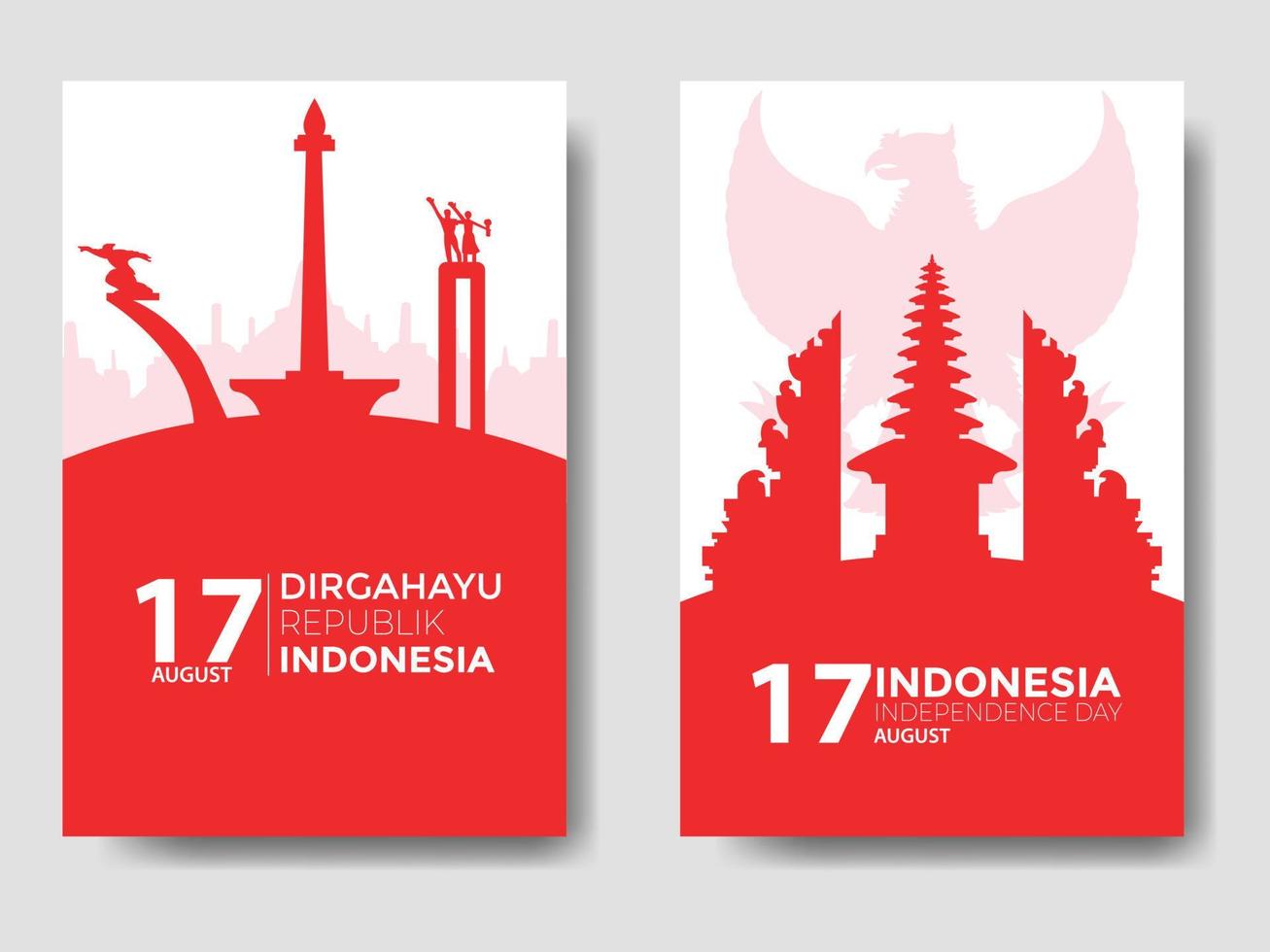 modelo plano de pacote de dia da independência da indonésia vetor