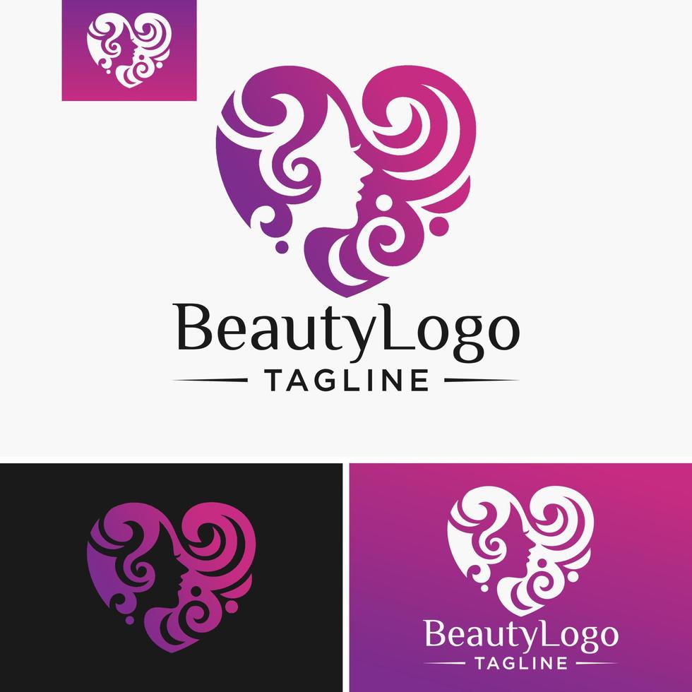 modelo de logotipo de beleza natural e amor vetor