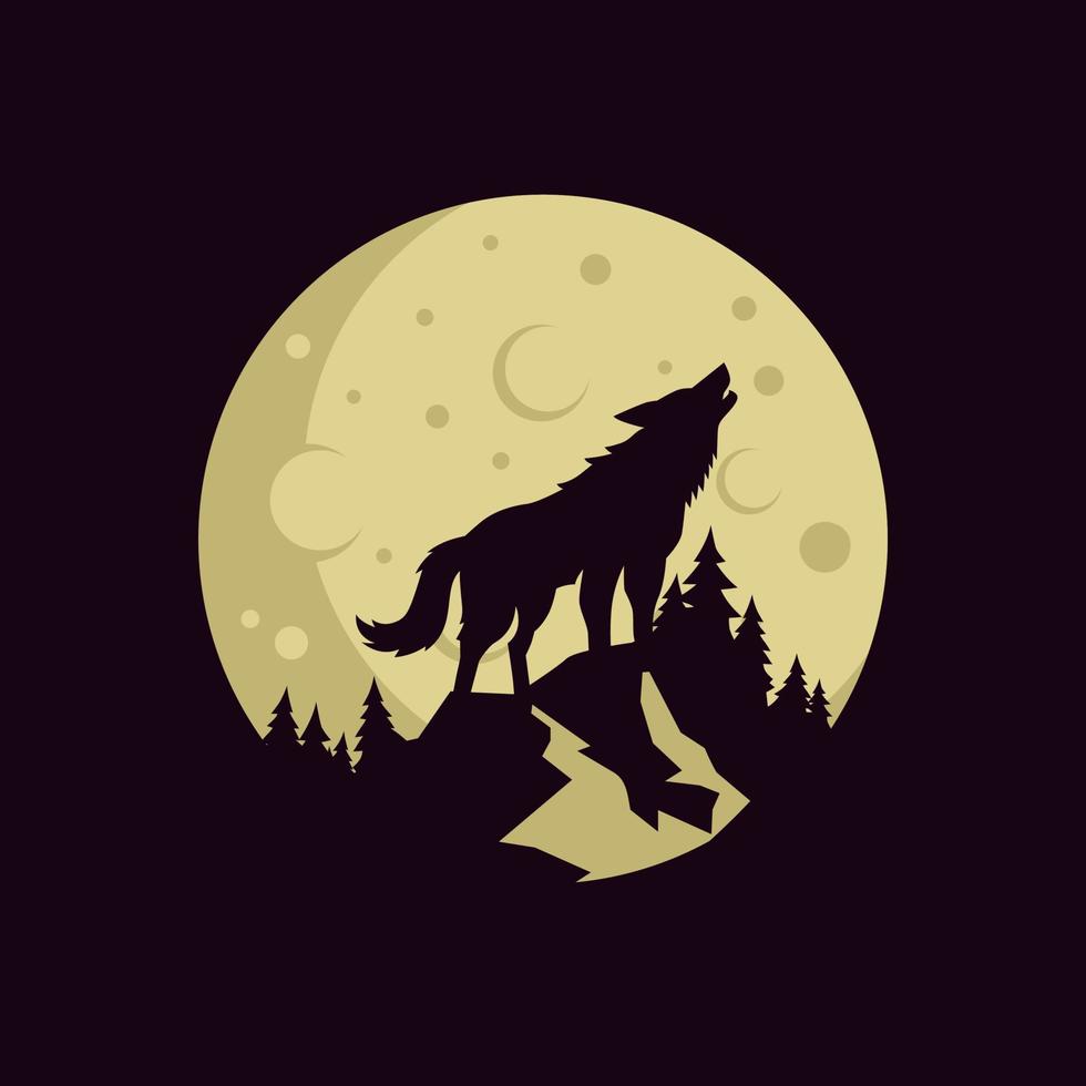 ilustração em vetor logotipo vintage lobo selvagem