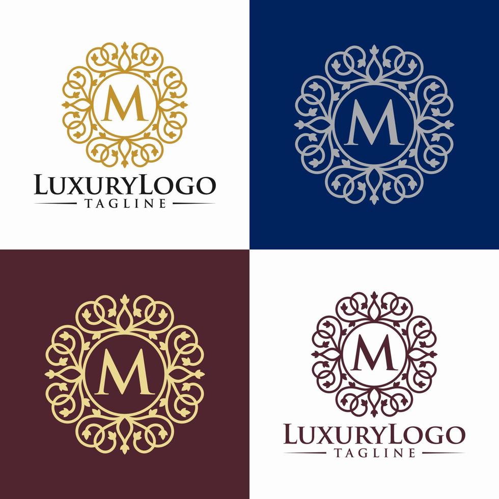 modelo de logotipo de círculo de luxo heráldico floral em vetor para restaurante, realeza, boutique, café, hotel, joias, moda e outras ilustrações vetoriais