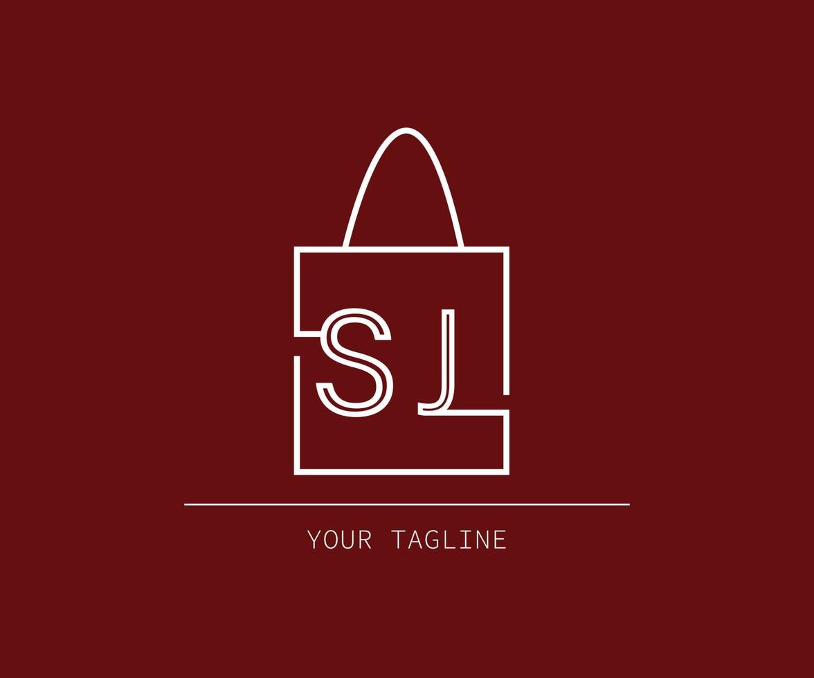 logotipo inicial do saco de papel com a letra sj vetor