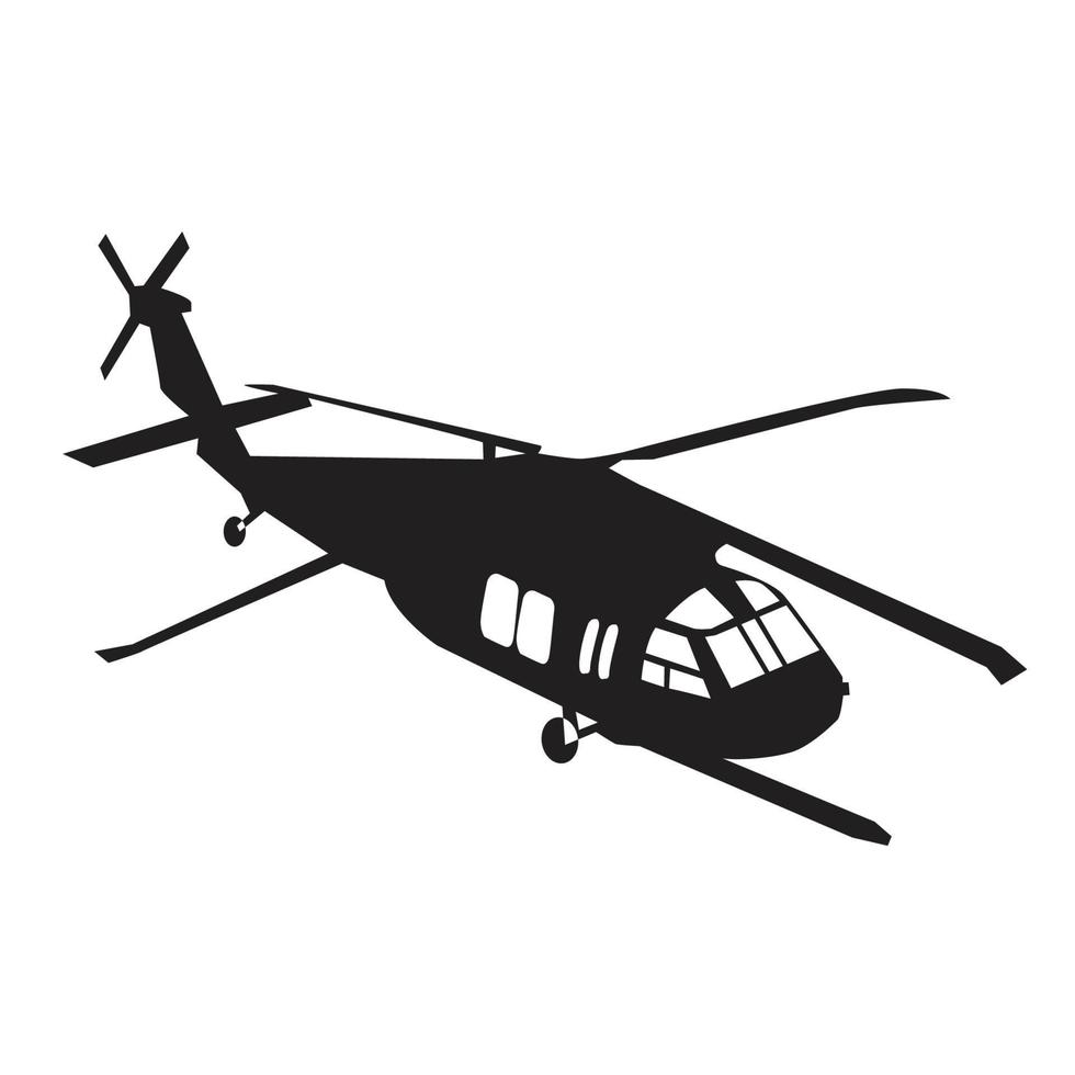 design de vetor de silhueta de helicóptero militar falcão preto