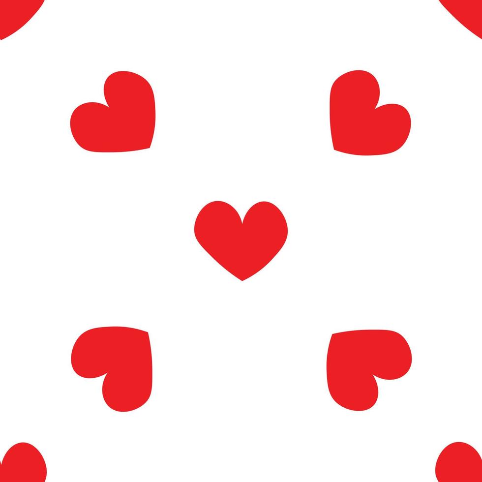 corações vermelhos em estilo doodle. sem costura padrão romântico. corações coloridos sobre fundo branco vector. modelo pronto para design, cartões postais, impressão, pôster, festa, dia dos namorados, têxtil vintage. vetor