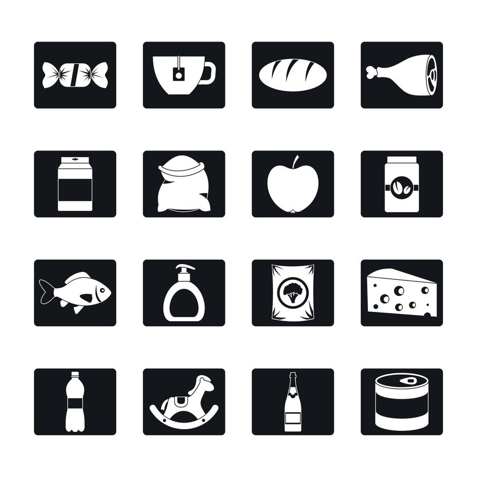 conjunto de ícones de alimentos de navegação de loja, estilo simples vetor