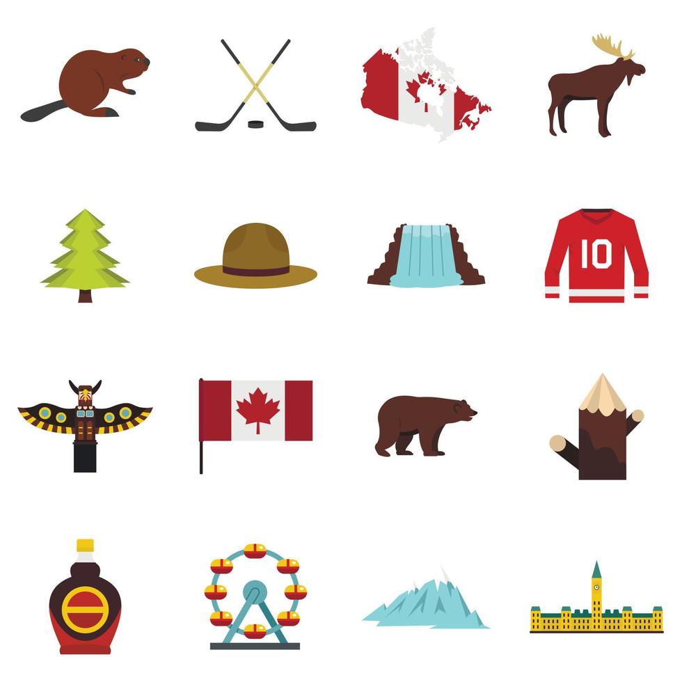 ícones de viagens do Canadá definidos em estilo simples vetor