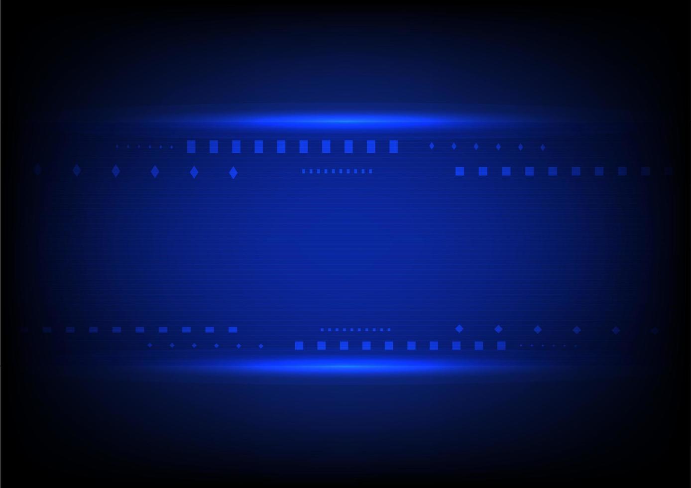 linhas de tecnologia de vetor abstrato com luzes no fundo gradiente azul escuro