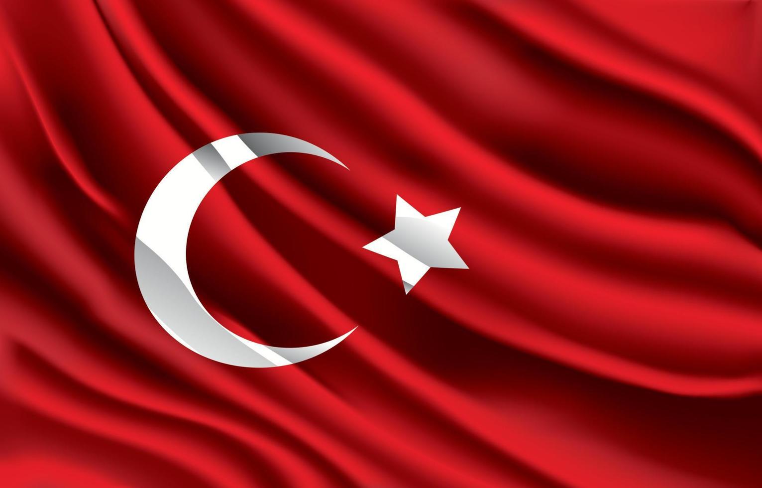 bandeira nacional turkiye acenando ilustração vetorial realista vetor