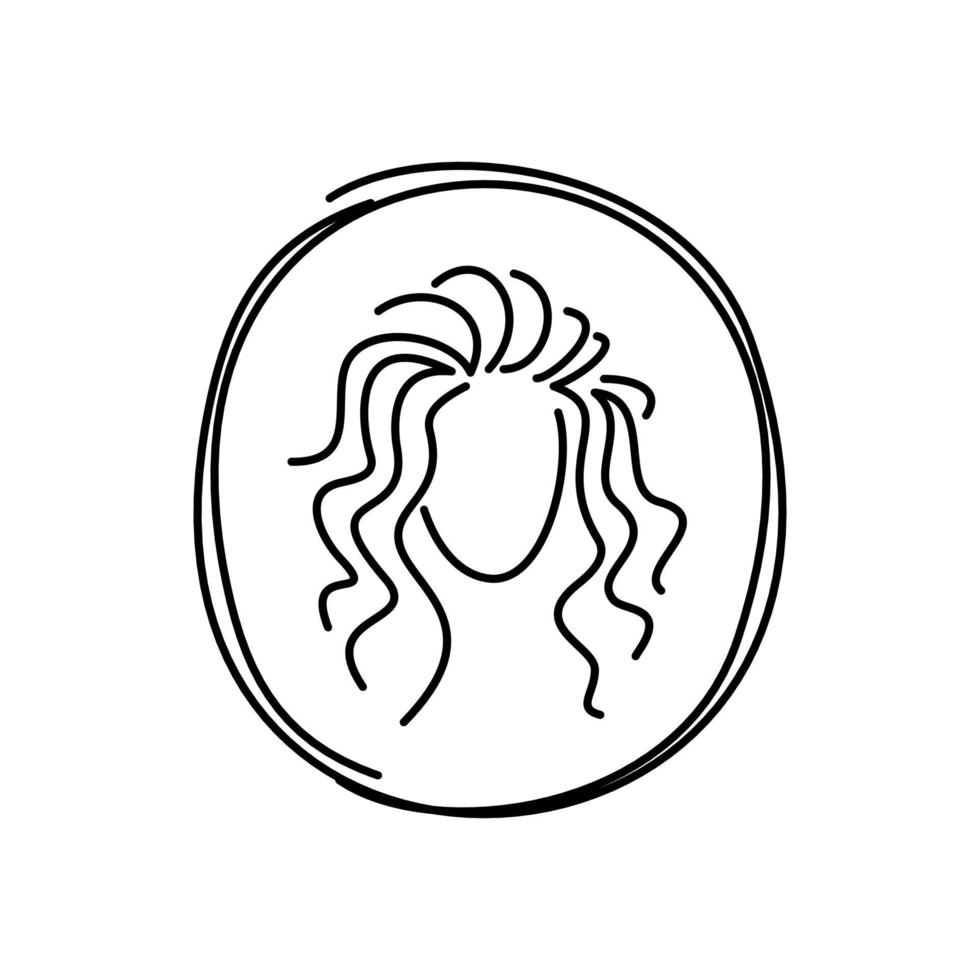 logotipo do salão de beleza. vetor de ícone de penteado plano. silhueta de cabelo curvilíneo. cuidados com os cabelos, tricologista. shampoo de cosméticos