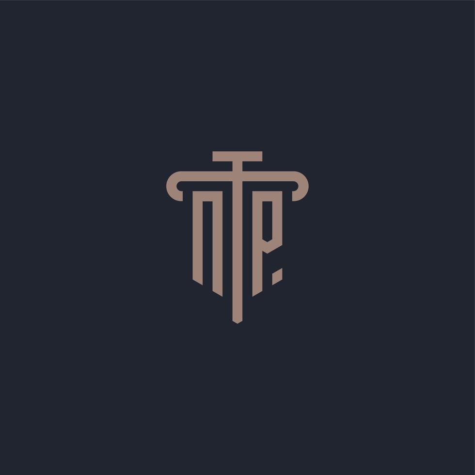 np monograma de logotipo inicial com vetor de design de ícone de pilar