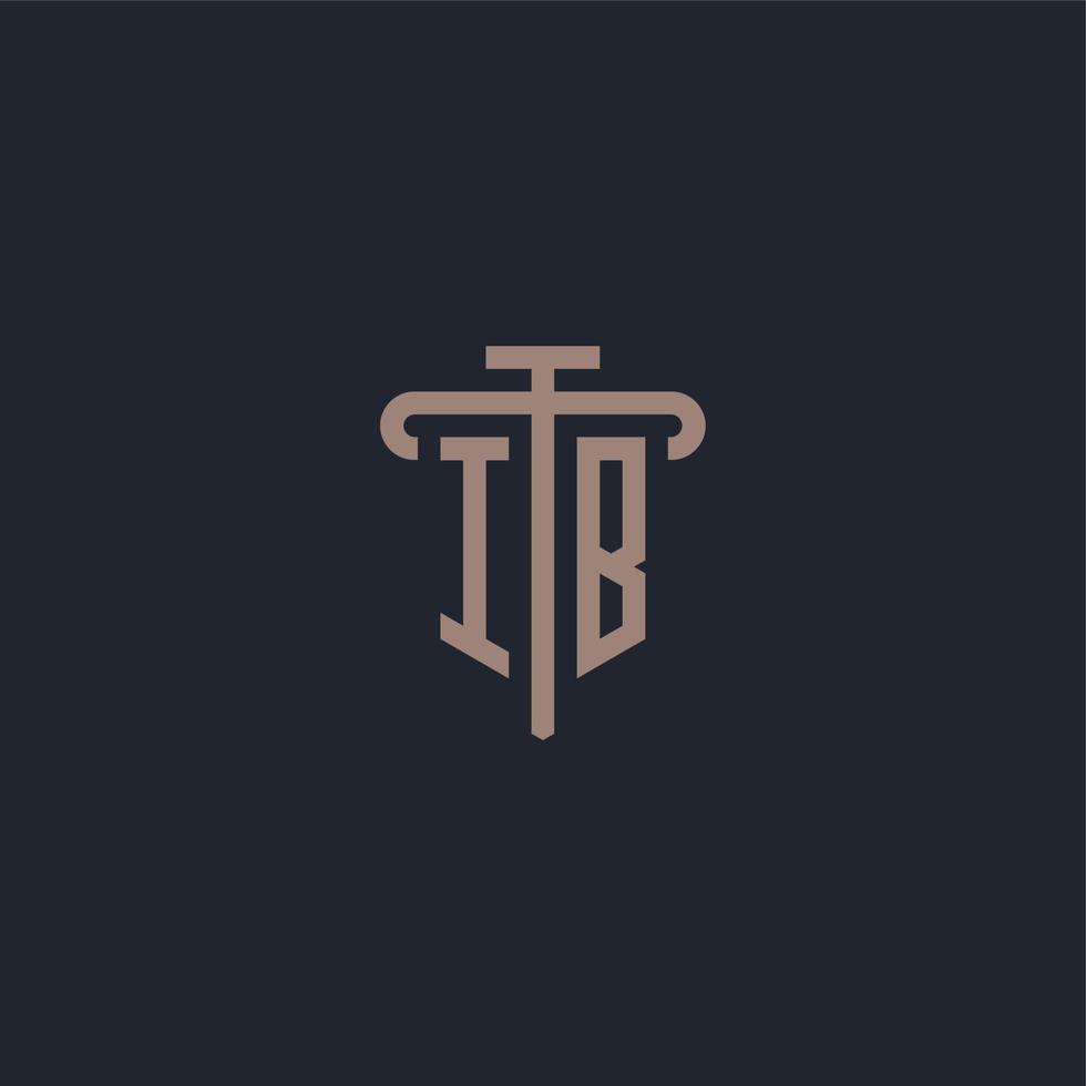 monograma de logotipo inicial ib com vetor de design de ícone de pilar