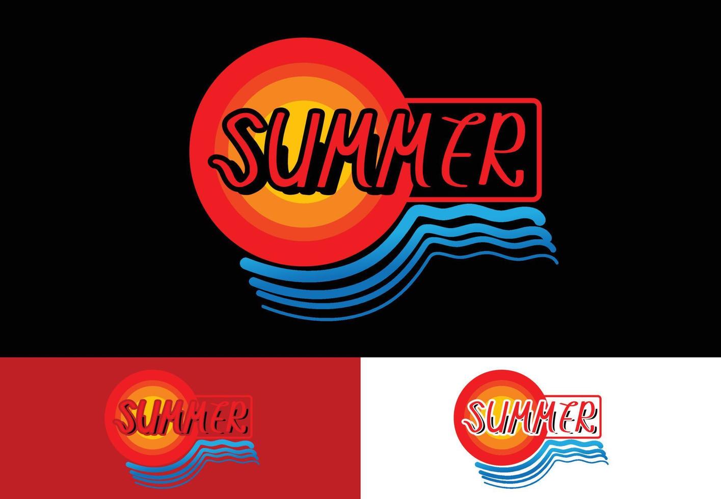 logotipo de carta de verão, camiseta e modelo de design de adesivo vetor