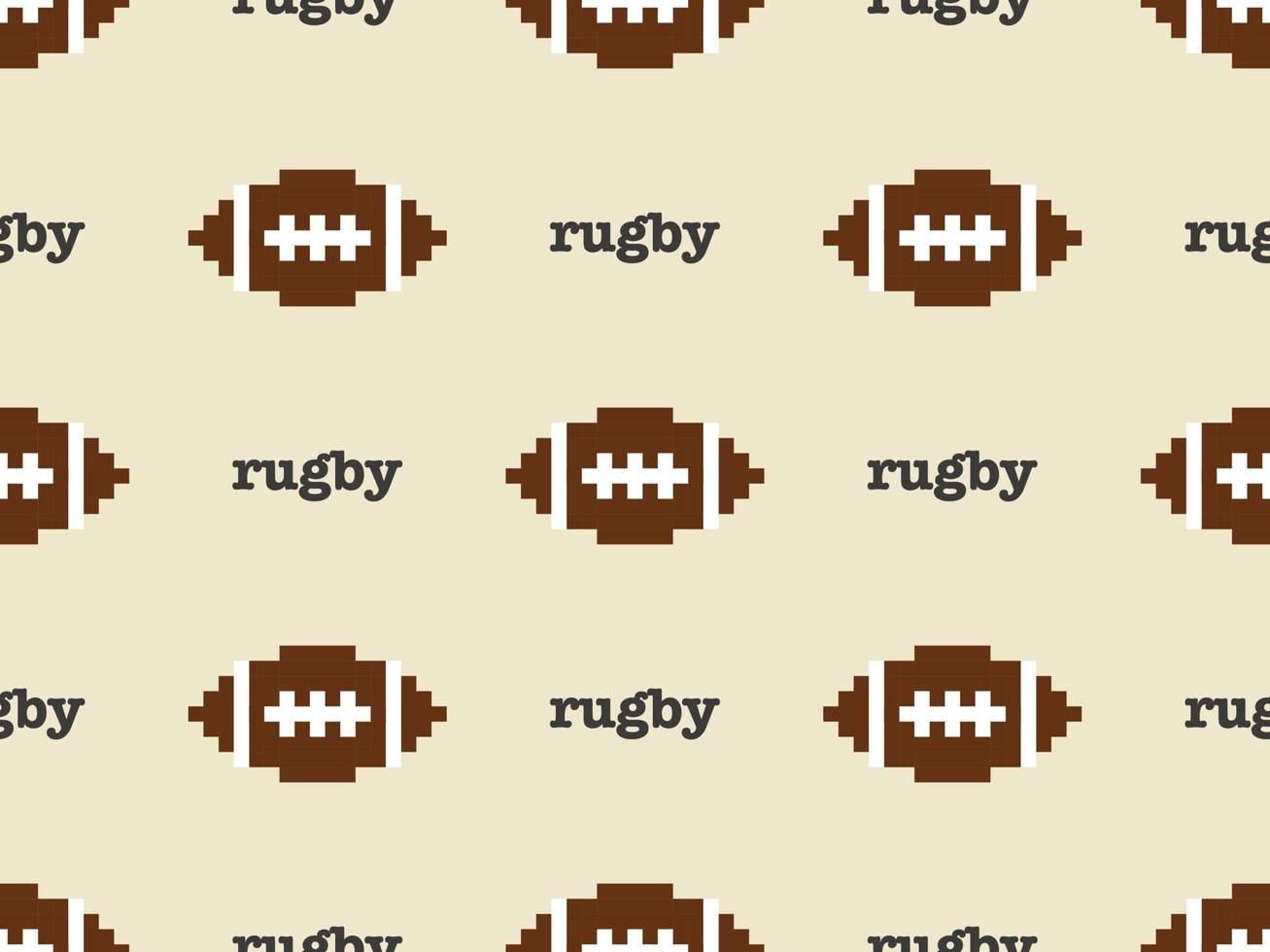 padrão sem emenda de personagem de desenho animado de rugby em fundo marrom. estilo de pixel. vetor
