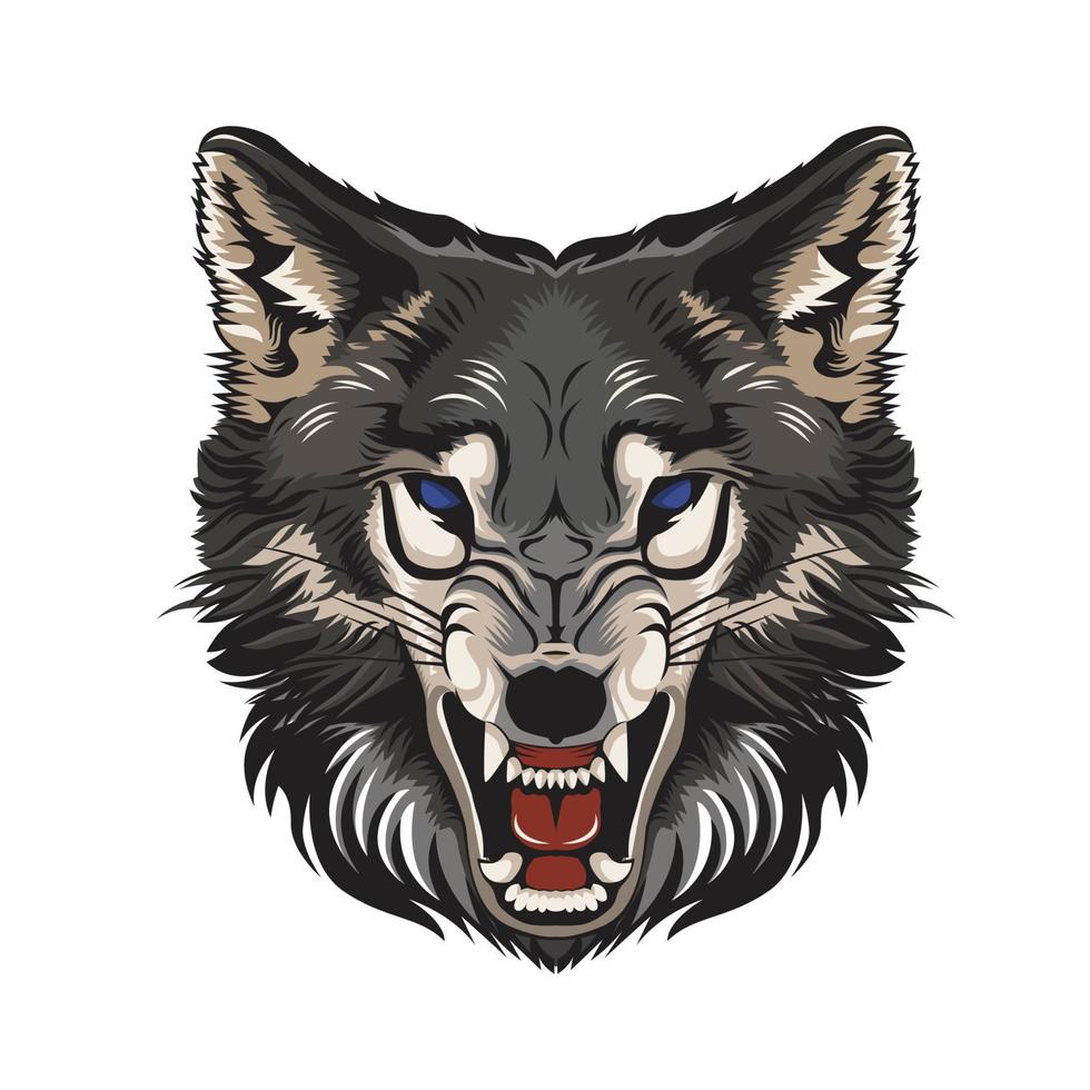 design de ilustração vetorial de cabeça de lobo bom design de camiseta vetor