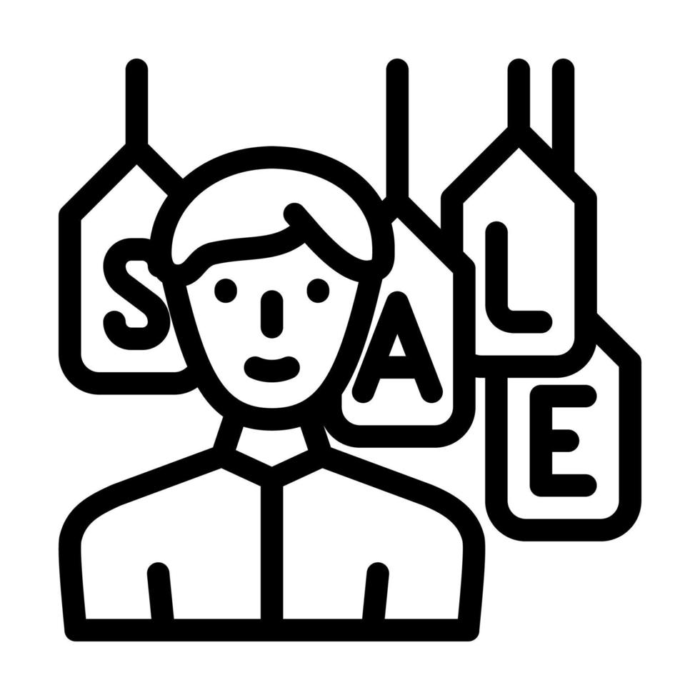 ilustração em vetor ícone de linha de desconto de temporada de loja de vendedor