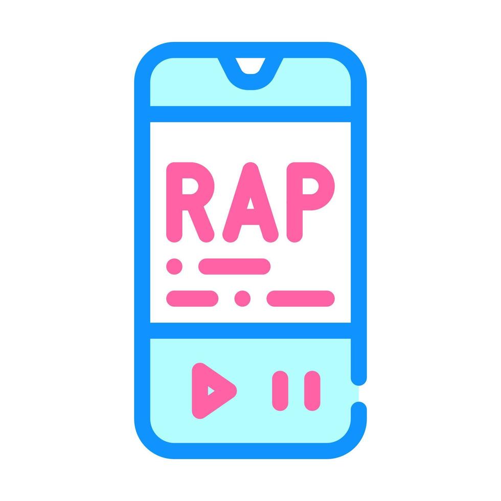 ouvindo música rap telefone app cor ícone ilustração vetorial vetor