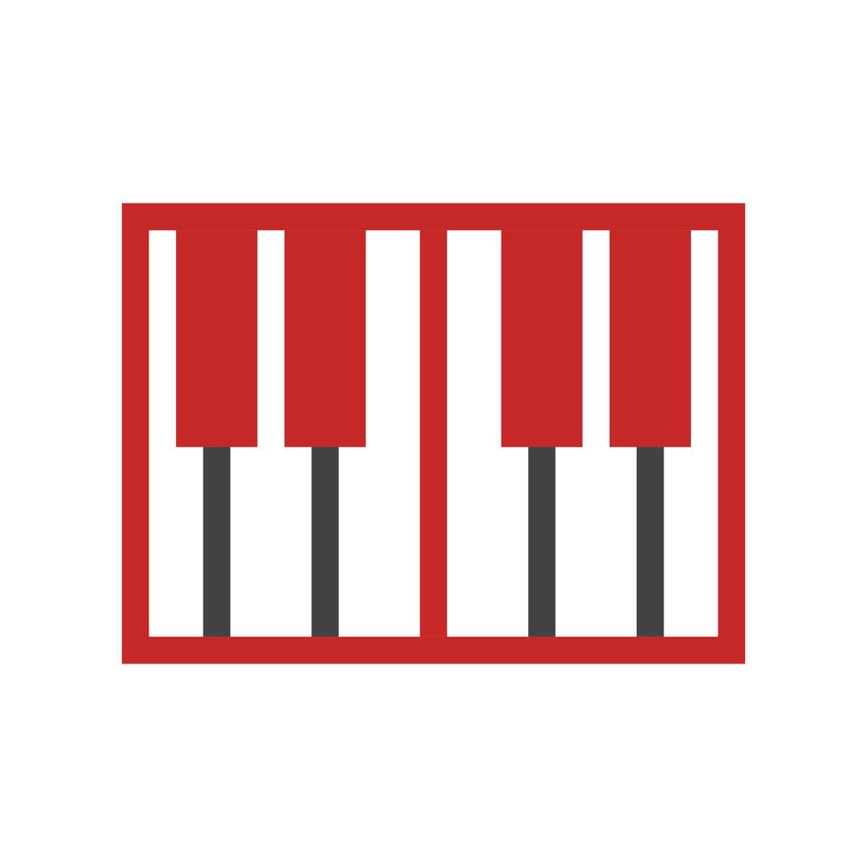 ícone multicolorido plano de piano vetor