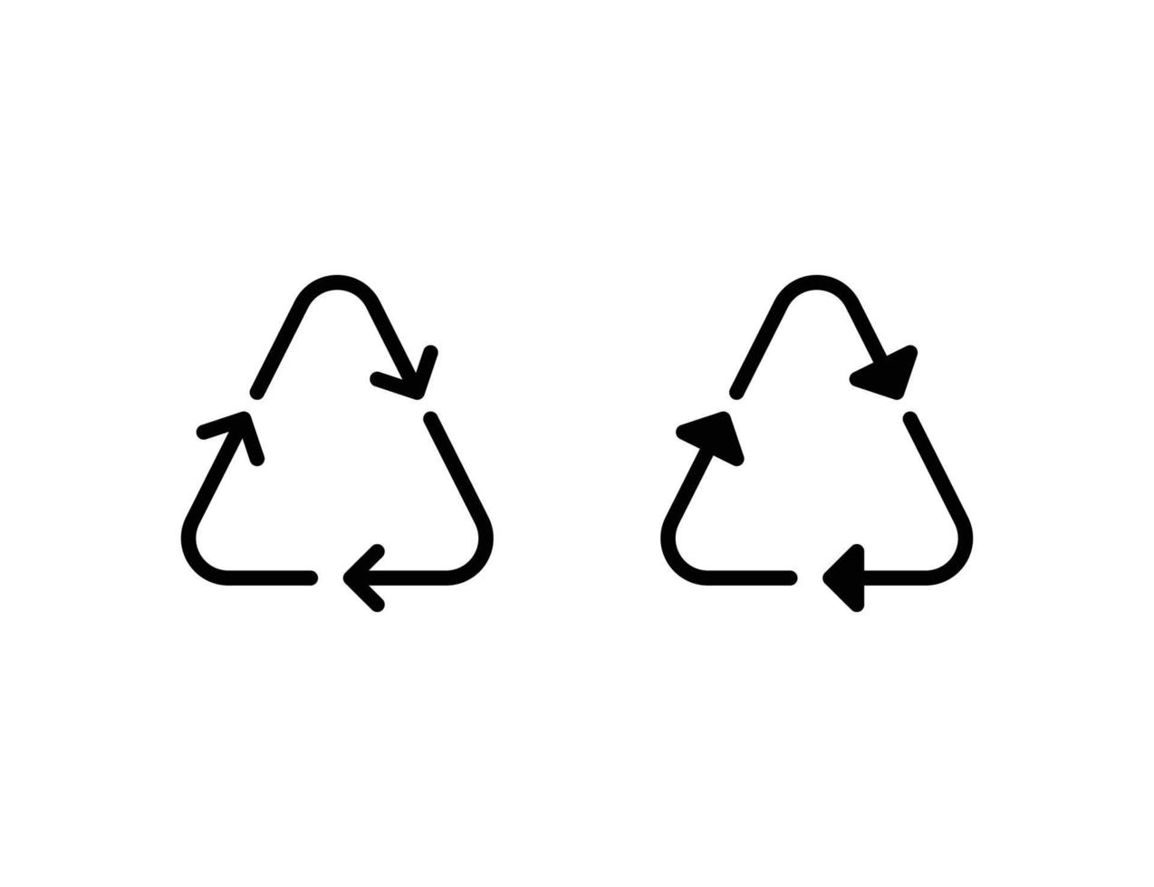 ícone de reciclagem. ícone de contorno e ícone sólido vetor