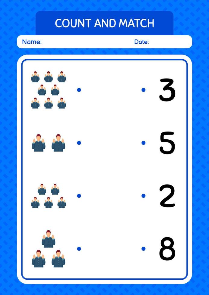 contar e combinar o jogo com a oração. planilha para crianças pré-escolares, folha de atividades para crianças vetor