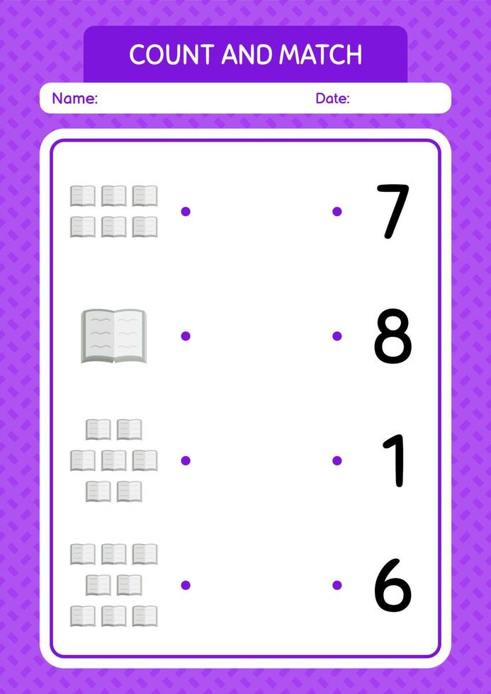 contar e combinar o jogo com o Alcorão. planilha para crianças pré-escolares, folha de atividades para crianças vetor