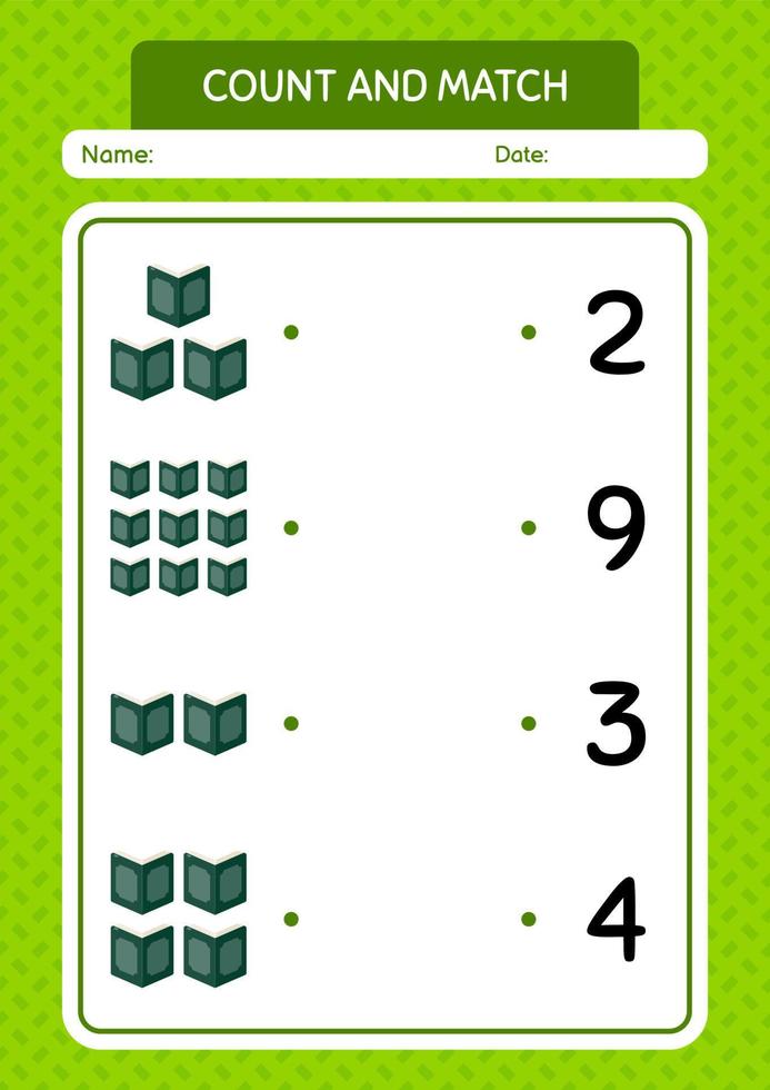 contar e combinar o jogo com o Alcorão. planilha para crianças pré-escolares, folha de atividades para crianças vetor